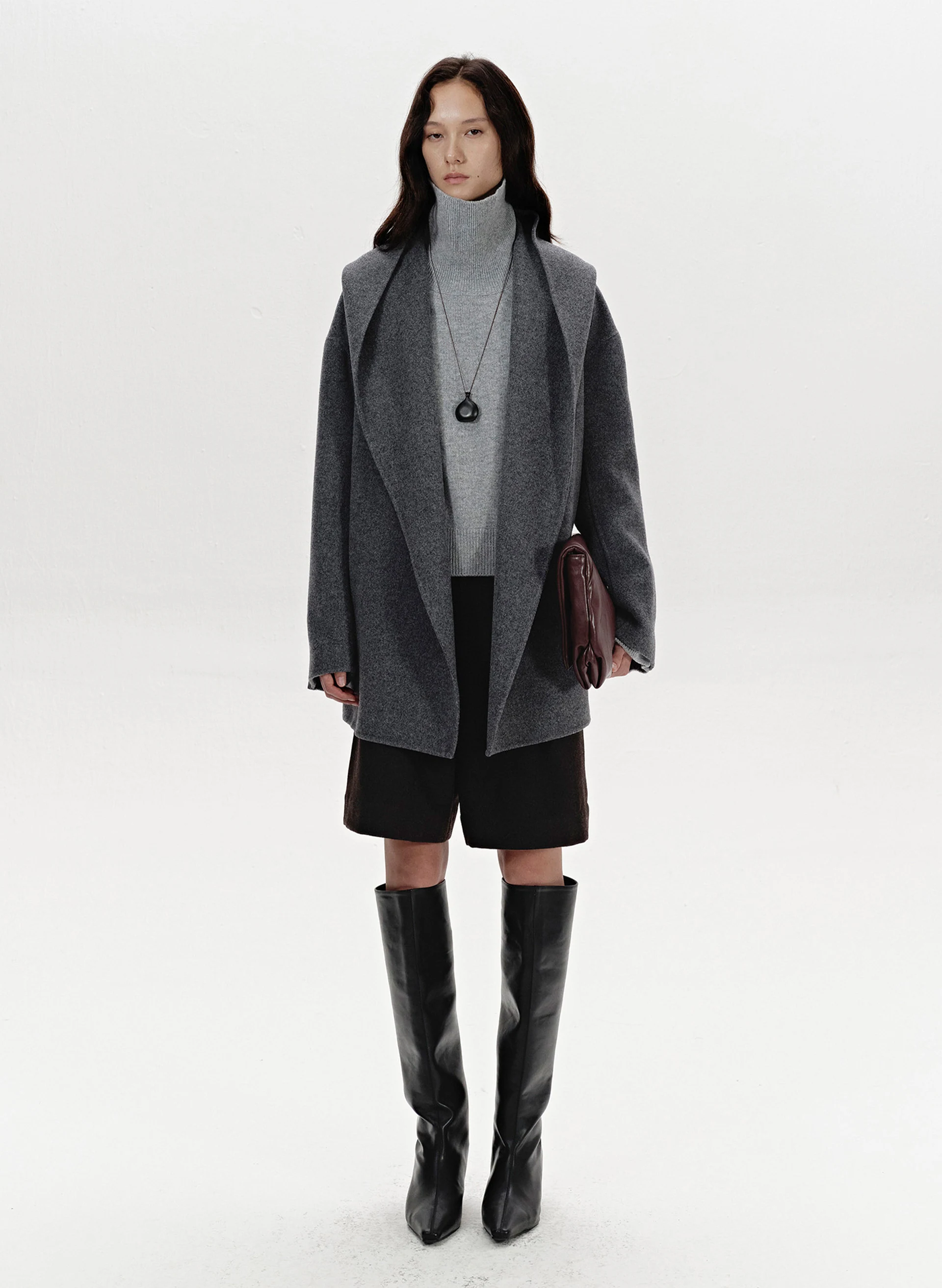The Acacia Double-Faced Coat - Luxe 100 Wool in Gray