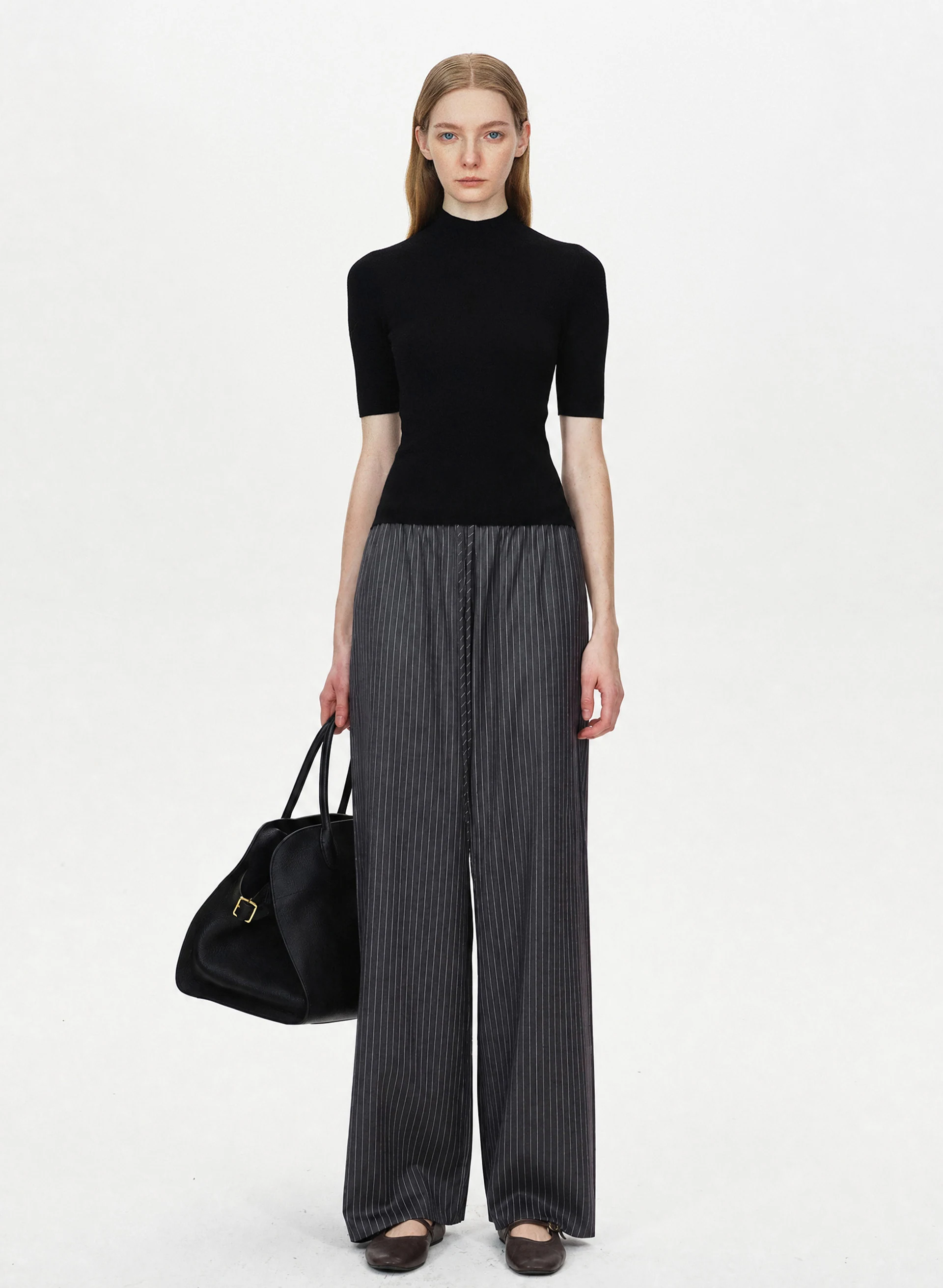 Machine-Washable 100% Wool Sweater in Classic Black